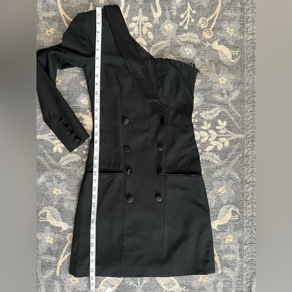 Zara one shoulder tuxedo Black Double-Breasted Dress - Picture 3 of 5